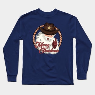 Funny Santa Western Cowboy Howdy Christmas Long Sleeve T-Shirt